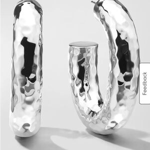 IPPOLITA Classico Hammered LARGE Oval Hoop Earrings 2 1/8” 925 NEIMANS $525